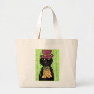Grand Tote Bag Top Hat Vintage Chat Cute Marker Art