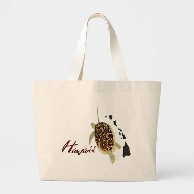 Grand Tote Bag Tortue verte d'Hawaii (Devant)