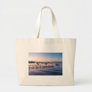 Grand Tote Bag tôt le matin pittoresque lac à chapala mexico