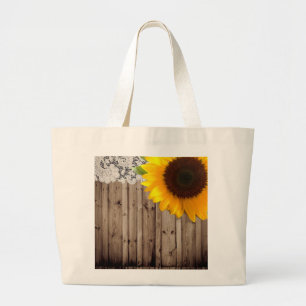 Grand Tote Bag tournesol rustique de pays occidental de dentelle