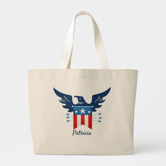 Grand Tote Bag Tout American Eagle & Flag Patriotic (Dos)