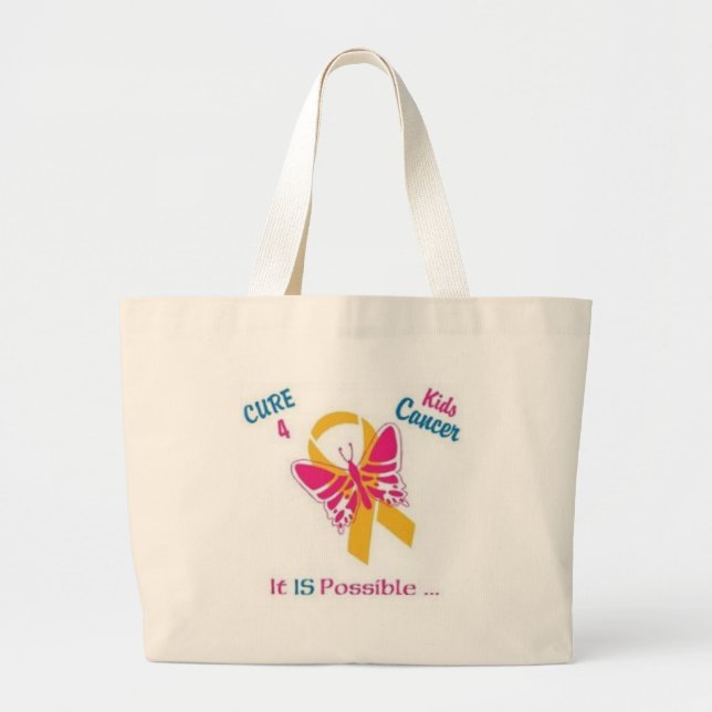 Grand Tote Bag Traitez pour le Cancer d'enfants, or d'usage pour (Devant)