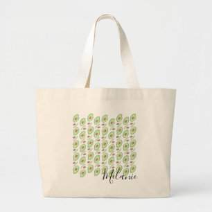 Grand Tote Bag Tranches de noyaux d'avocat Motif dessiné à la mai