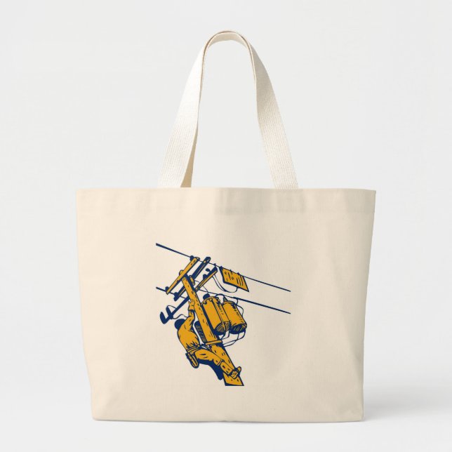 Grand Tote Bag Travailleur électrique d'électricien de monteur de (Devant)