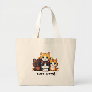 Grand Tote Bag Trio 'Mignon Chat' Adorable Amateur de Chats