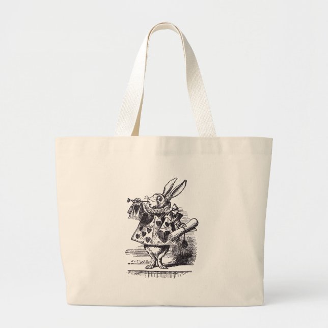 Grand Tote Bag Trompette blanche de lapin (Devant)