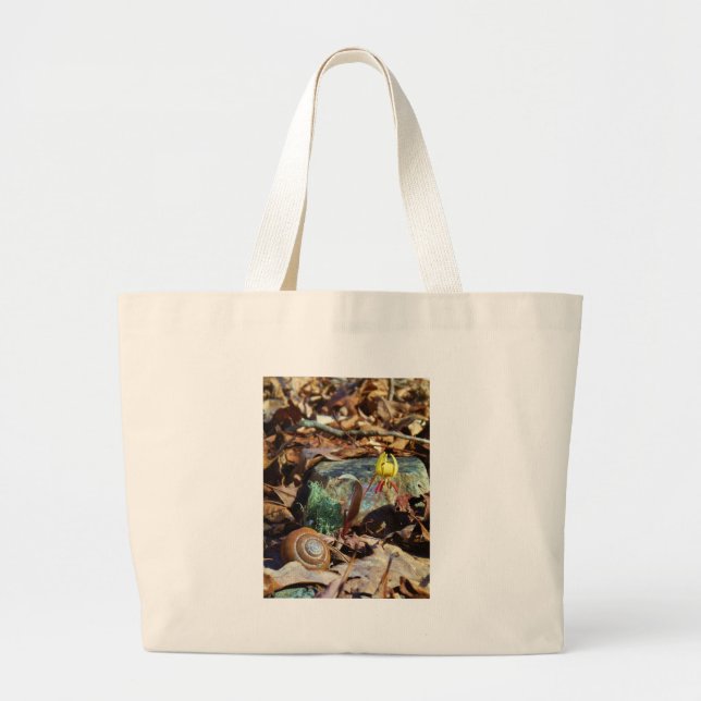 Grand Tote Bag Truite jaune et prune Lily et Coquille d'escargot (Devant)