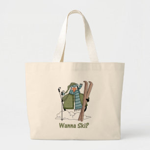 Grand Tote Bag Tu veux skier ? Tee - shirts et cadeaux pingouins