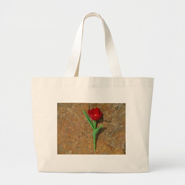 Grand Tote Bag Tulipe rouge et jaune (Devant)