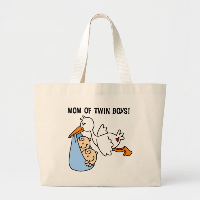 Grand Tote Bag Twin Boys Maman-Stork Tshirts et cadeaux (Devant)