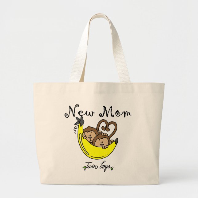 Grand Tote Bag Twin Boys New Mom Tshirts et cadeaux (Devant)
