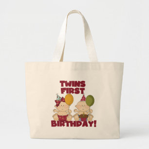 Grand Tote Bag Twins 1er Anniversaire T-shirts et cadeaux garçon/