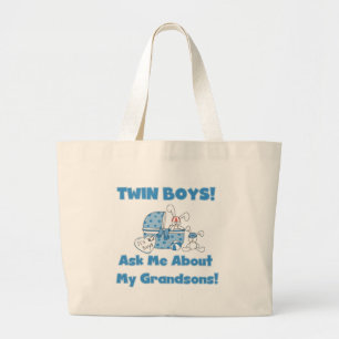 Grand Tote Bag Twins-Ask About My Grandsons Tshirts and Gifts
