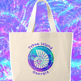 Grand Tote Bag Tybee Island Géorgie Coquillage océanique coloré