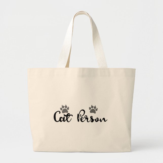 Grand Tote Bag Typographie d'une personne de chat (Devant)