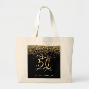 Grand Tote Bag Typographie moderne parties scintillant d'or chic