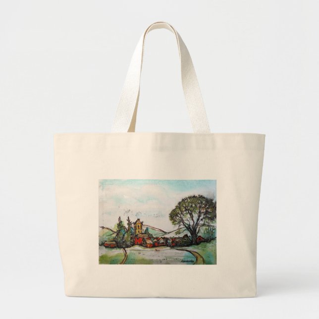 Grand Tote Bag Un croquis du village britannique idyllique (Devant)