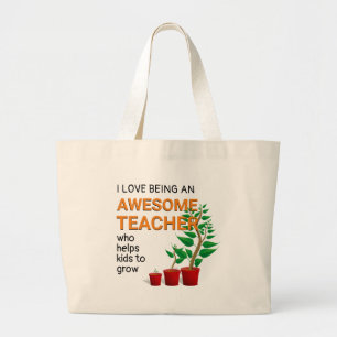Grand Tote Bag Un enseignant génial aide les enfants à grandir