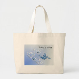 Grand Tote Bag Un papillon et des coeurs
