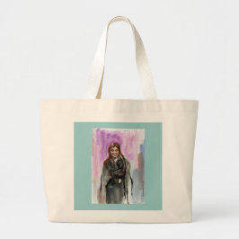 Grand Tote Bag Une fille souriante en noir