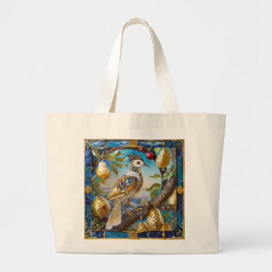Grand Tote Bag Une perdrix dans un arbre à poires
