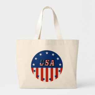 Grand Tote Bag USA - Drapeau américain et étoiles en cercle