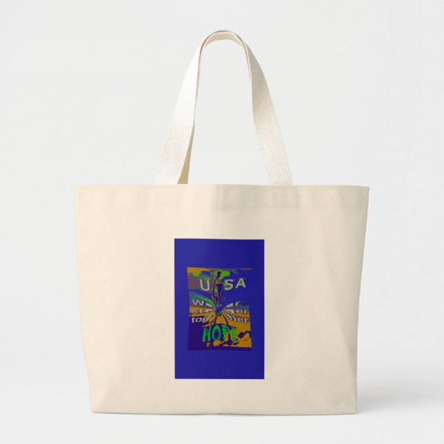 Grand Tote Bag USA Hope Message Art (Devant)