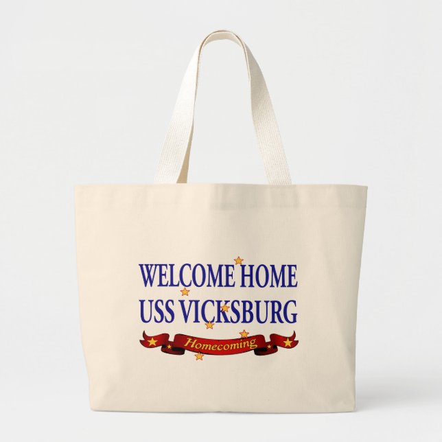 Grand Tote Bag USS Vicksburg à la maison bienvenu (Devant)