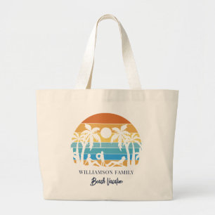 Grand Tote Bag Vacances tropicales de plage en famille personnali