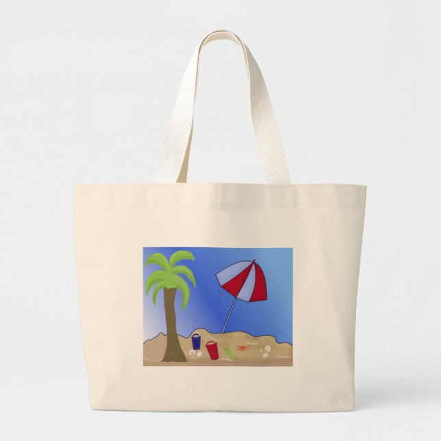 Grand Tote Bag Vacation Beach Scène (Devant)