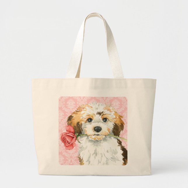Grand Tote Bag Valentine Havanese rose (Devant)