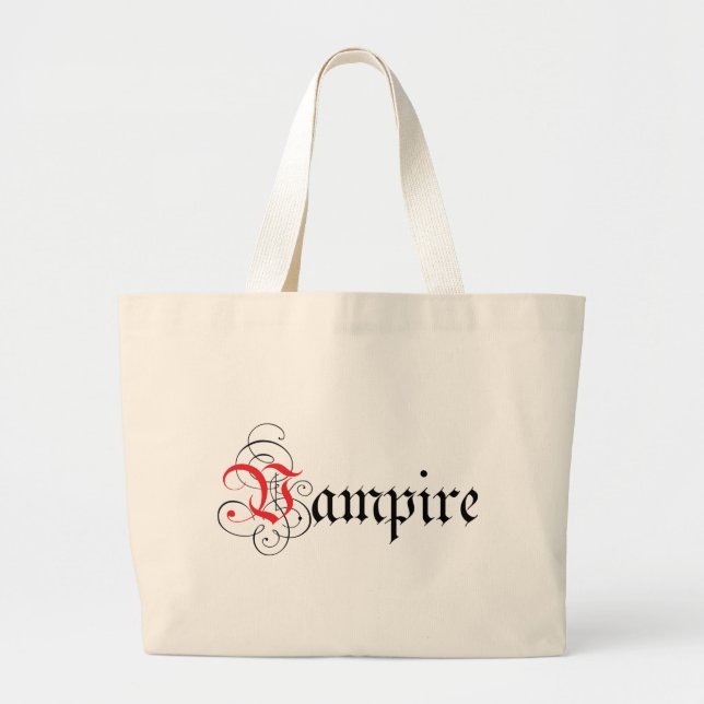 Grand Tote Bag Vampire calligraphique (Devant)