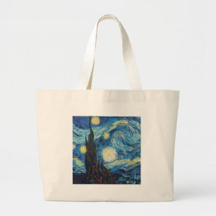 Grand Tote Bag Van Gogh Nuit Étoilée Vintage Bleu Chef-d'œuvre