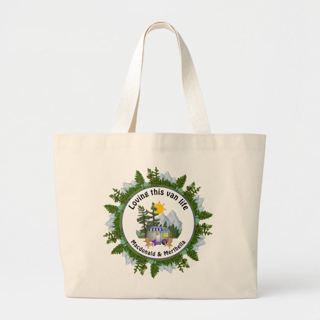 Grand Tote Bag Van Vie personnalisée Camper CARAVAN (Devant)