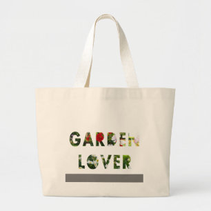 Grand Tote Bag Vert blanc rouge des textes floraux d'amoureux des