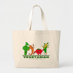 Grand Tote Bag viande mauvais, légume bon Végétarien