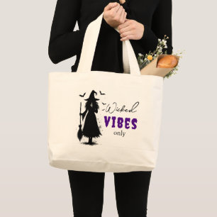 Grand Tote Bag "Vibes perdues seulement" - Sorcière noire Hallowe