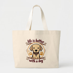 Grand Tote Bag Vie avec des chiens