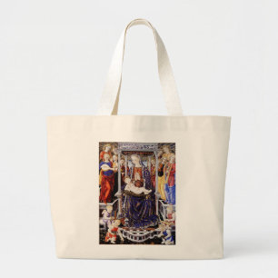 Grand Tote Bag Vierge et Enfant enthronisés avec Ange musicien