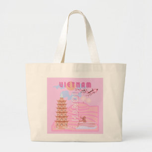 Grand Tote Bag Vietnam Travel Art, rose
