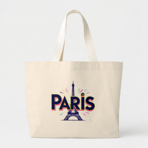 Grand Tote Bag Ville des Lumières : Art typographique gras de Par
