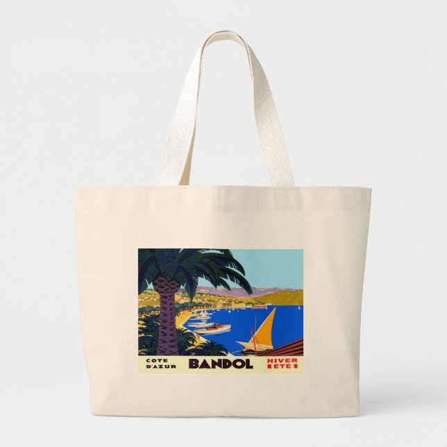 Grand Tote Bag Vintage Côte d'Azur (Devant)