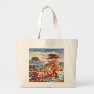 Grand Tote Bag Vintage Monterey Coastline California Tourisme USA