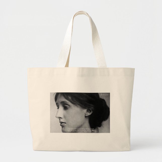 Grand Tote Bag Virginia Woolf "Love Autumn" Love Citation Cadeaux (Devant)