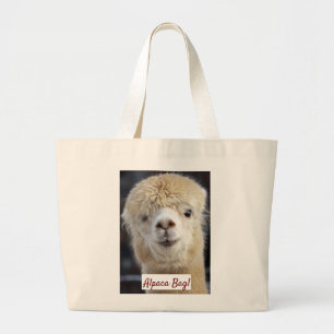 Grand Tote Bag Visage d'alpaca mignon