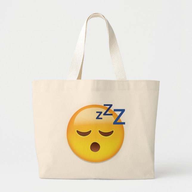 Grand Tote Bag Visage Emoji de sommeil (Devant)