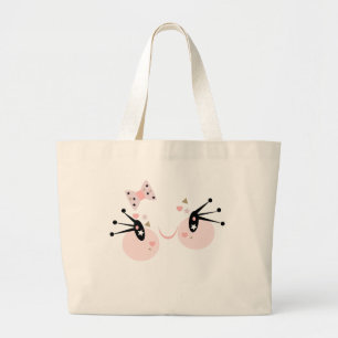 Grand Tote Bag Visage Rose Mignon de Fille qui Sourit Personnage