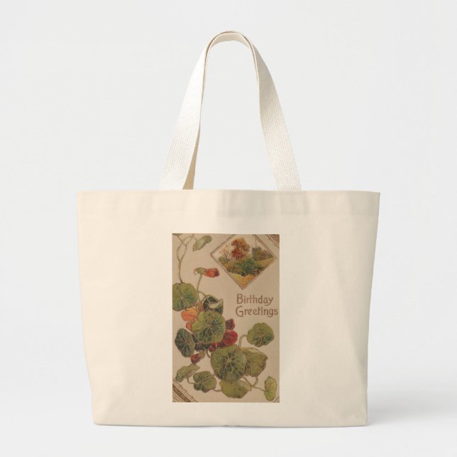 Grand Tote Bag Voeux d'anniversaire vintages (Devant)