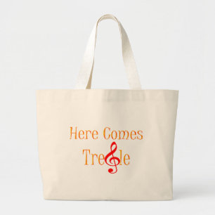 Grand Tote Bag Voici venir la note triple pour des musiciens