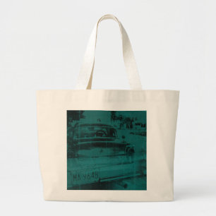Grand Tote Bag Voiture verte abstraite
